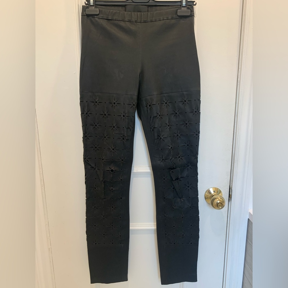 Haider Ackermann Black Leather Laser Cut Leggings Size 36/US Size S - Picture 3 of 10